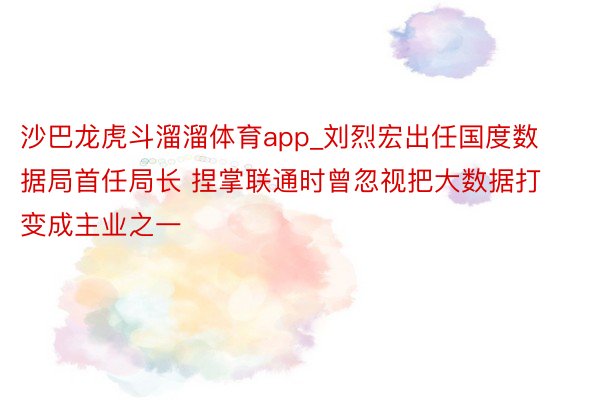 沙巴龙虎斗溜溜体育app_刘烈宏出任国度数据局首任局长 捏掌联通时曾忽视把大数据打变成主业之一