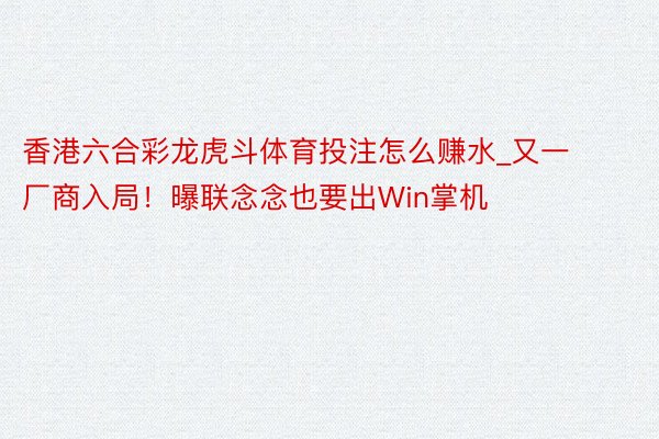 香港六合彩龙虎斗体育投注怎么赚水_又一厂商入局！曝联念念也要出Win掌机