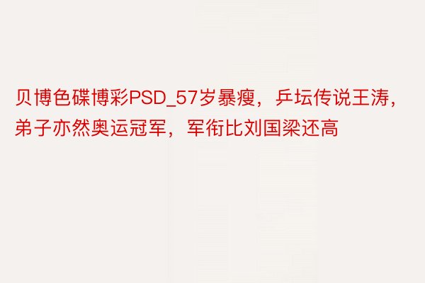 贝博色碟博彩PSD_57岁暴瘦，乒坛传说王涛，弟子亦然奥运冠军，军衔比刘国梁还高