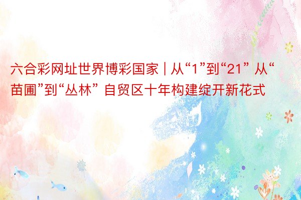 六合彩网址世界博彩国家 | 从“1”到“21” 从“苗圃”到“丛林” 自贸区十年构建绽开新花式
